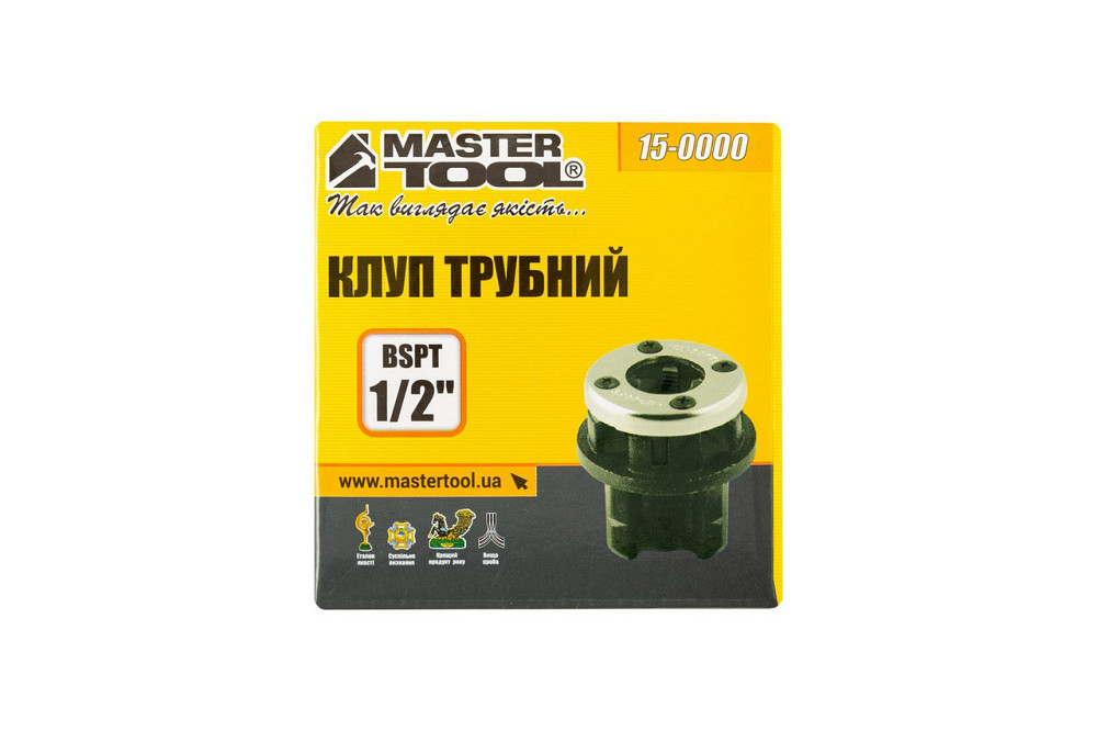 Клупп трубный для нарезания резьбы MASTERTOOL BSPT  1/2" 15-0000 Харьков - изображение 2
