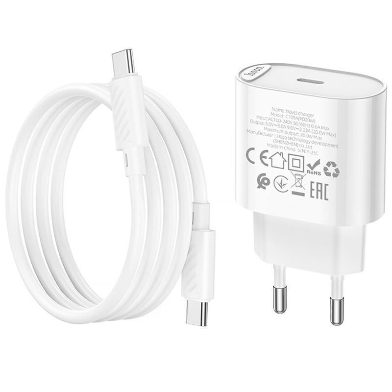 СЗУ Hoco C109A Fighter PD20W (1USB-C) + кабель Type-C to Type-C Херсон - изображение 6