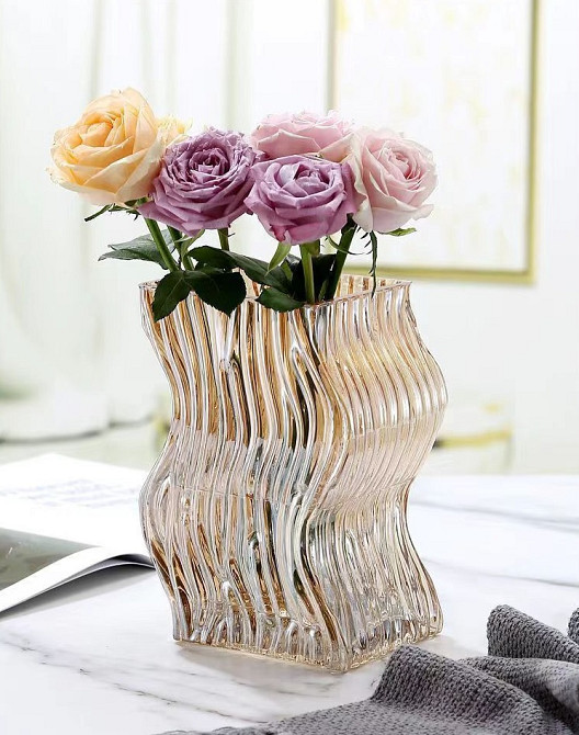 Ваза для квітів 14189 10.5х12.5х20 см бурштинова Киев - изображение 1