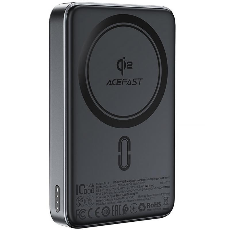 Портативное ЗУ Power Bank Acefast M11 30W Qi2 с БЗУ 10000 mAh Херсон - зображення 3