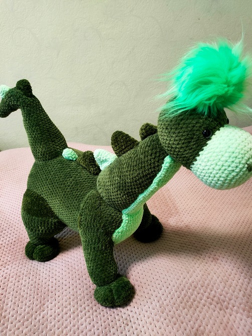 Велика м'яка іграшка в'язана зелена Динозавр дракон плюшева ручна робота Нововолынск - изображение 1