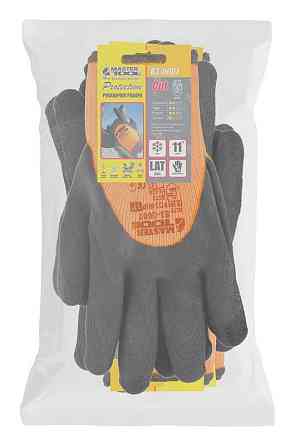 Перчатки акриловые MASTERTOOL утепленные с вспененным латексным покрытием ¾ 11" 12 пар оранжево-черн Харків