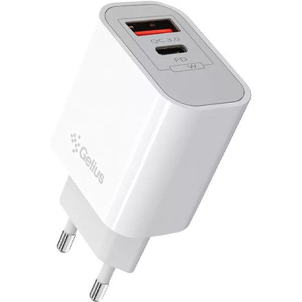 Мережевий зарядний пристрій Gelius Genesis Merge GP-HC060 GaN USB+Type-C 35W White (Код товару:41876 Харків - зображення 1