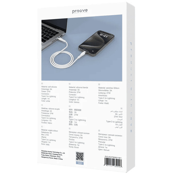 Кабель Proove Light Silicone Plus Type-C to Lightning 1m White (CCLS27002102) Харків - зображення 3
