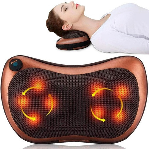 Массажная подушка инфракрасный роликовый массажер для шеи и спины Massage Pillow 19125 коричневая Київ - зображення 1