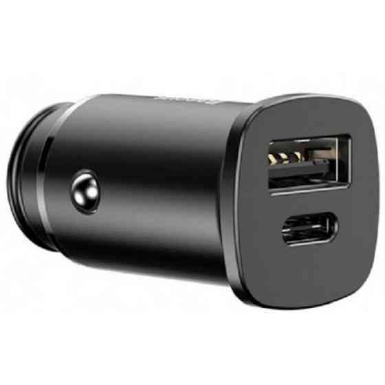 Автомобільний зарядний пристрій Baseus Square Metal A+C 30W PD3.0, QC4.0+, SCP, AFC Black (CCALL-AS0 Харків