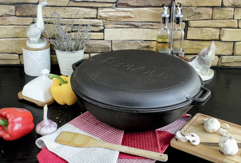 Чугунная сковорода WOK с крышкой-сковородой 8 л Харків - зображення 4