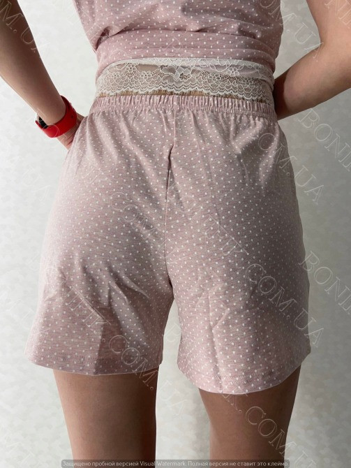 Женская пижама-шорты с кружевом и футболкой "Peachy Pearl" (арт. LPK 2870/11/01) Кривой Рог - изображение 4