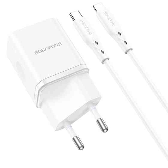 СЗУ Borofone BN7 PD20W+QC3.0 (1USB-A/1C) + кабель Type-C to Lightning Херсон