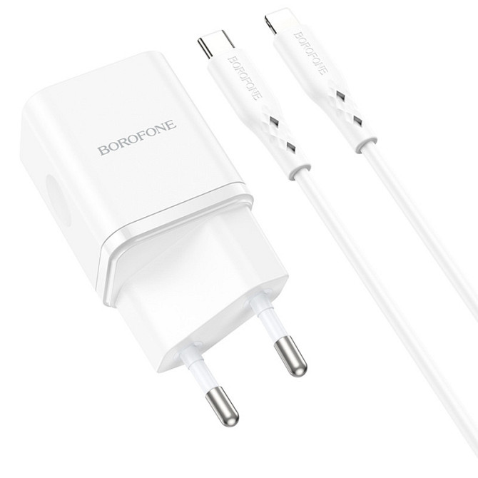 СЗУ Borofone BN7 PD20W+QC3.0 (1USB-A/1C) + кабель Type-C to Lightning Херсон - зображення 4