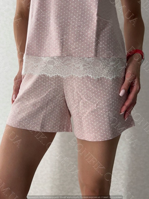 Женская пижама-шорты с кружевом и футболкой "Peachy Pearl" (арт. LPK 2870/11/01) Кривой Рог - изображение 5