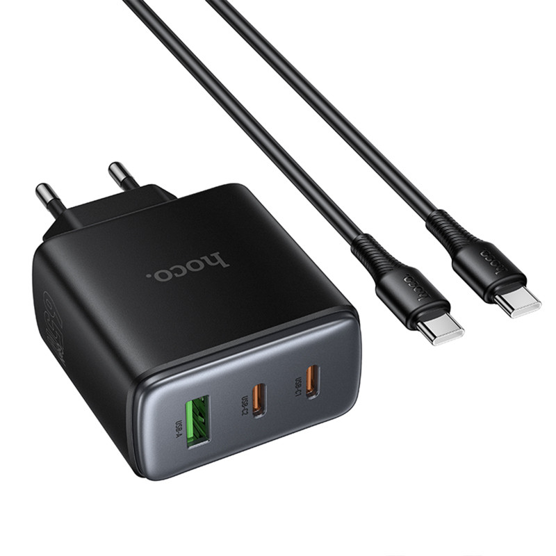СЗУ Hoco C160A Upgrade PD65W+QC3.0 (1USB-A/2C) + кабель Type-C to Type-C Херсон - зображення 3