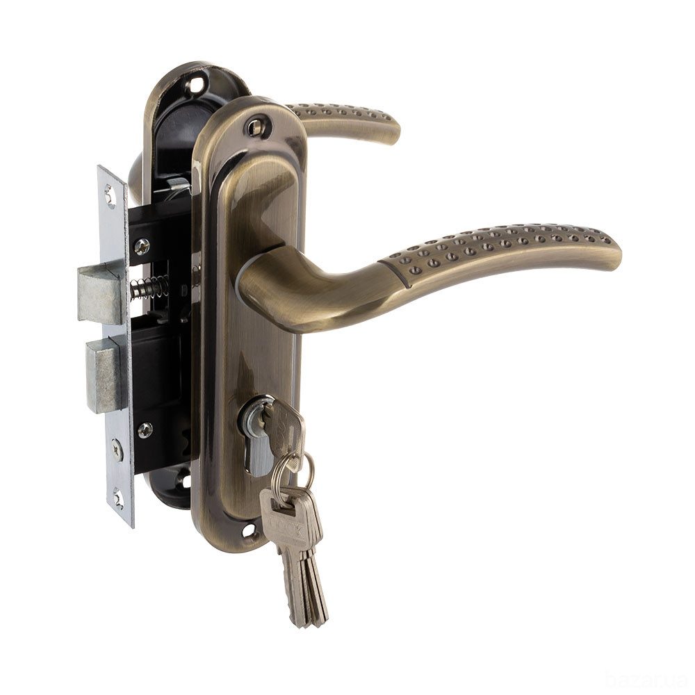 Комплект ручек с замком FZB ET-06 (50мм) \ AB Бронза Вінниця - зображення 1