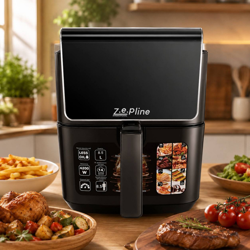 Аэрогриль мультипечь на два тэна с силиконовой формой Zepline ZP-00339-Black 13 л 4200 Вт черная Киев - изображение 2
