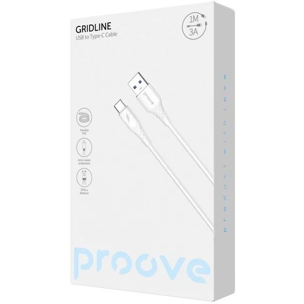 Кабель Proove GridLine USB to Type-C 3A 1m White (CCGL15001202) (Код товару:42025) Харків - зображення 2