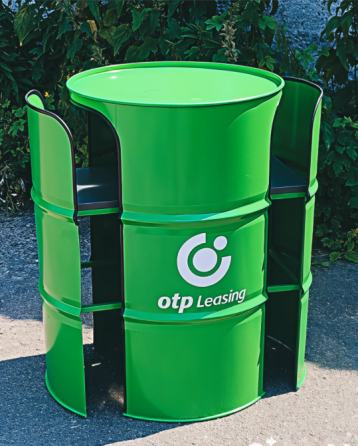 Промо-стол из металлической бочки + 2 барных стула | Брендированный барный стол Київ