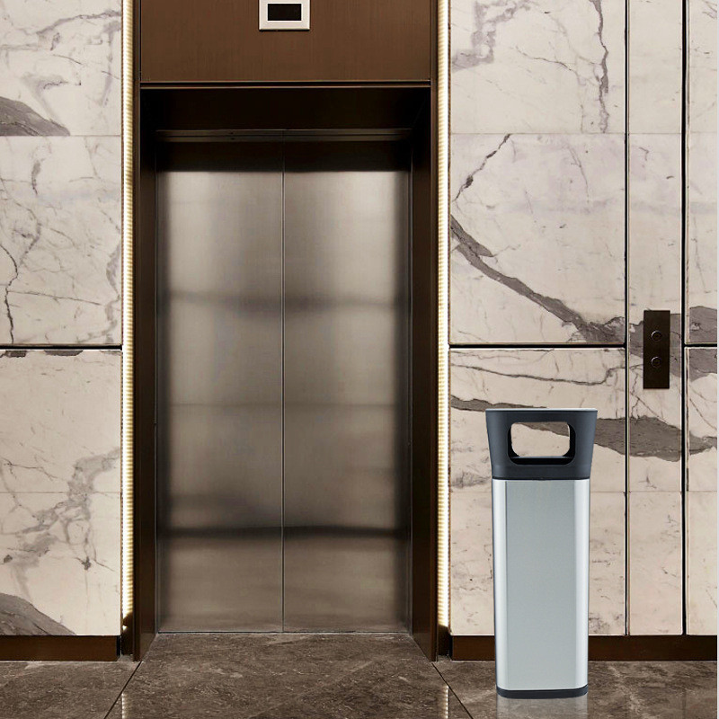 Урна с пепельницей JAH 25 л квадратная серебряный металлик Київ - зображення 5