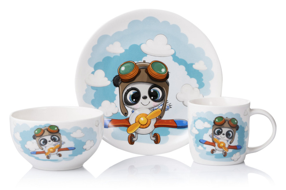 Набір дитячого посуду Ardesto Panda pilot AR-3451-PS 3 предмети Київ - зображення 1