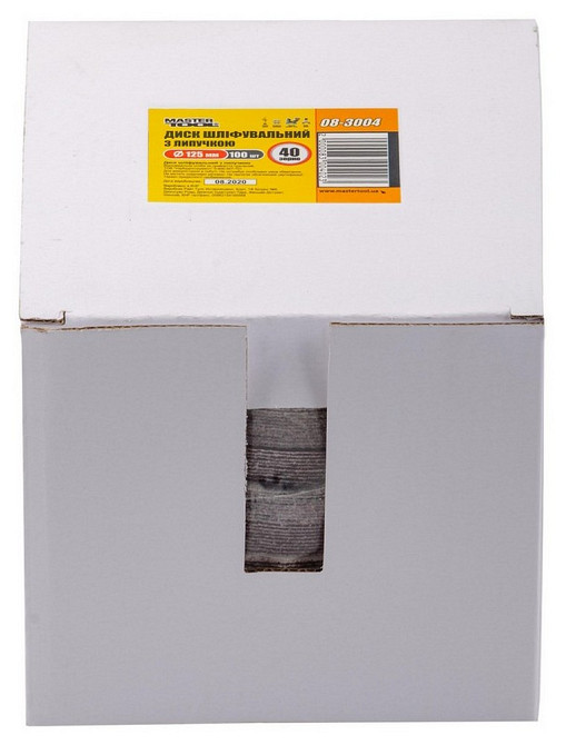 Круг шлифовальный на липучке MASTERTOOL 125 мм зерно 40 SHOWBOX 100 шт 08-3004PC Харків - зображення 2
