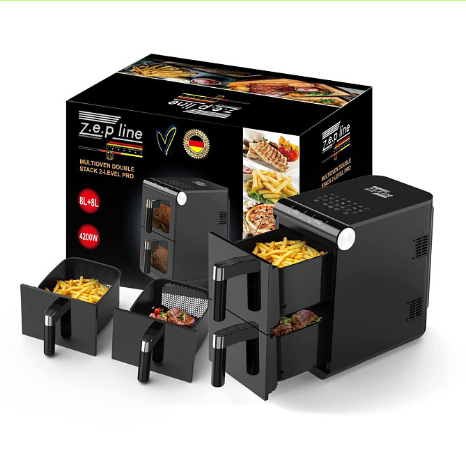 Аэрогриль мультипечь на две чаши Zepline ZP-212 4200 Вт 16 л черная Київ - зображення 1