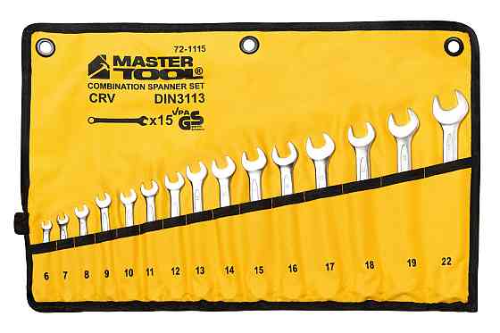 Ключи комбинированные MASTERTOOL COLD FORGED набор 15 шт (6–19/22 мм) 31CrV3 DIN 3113 в чехле 72-111 Харків