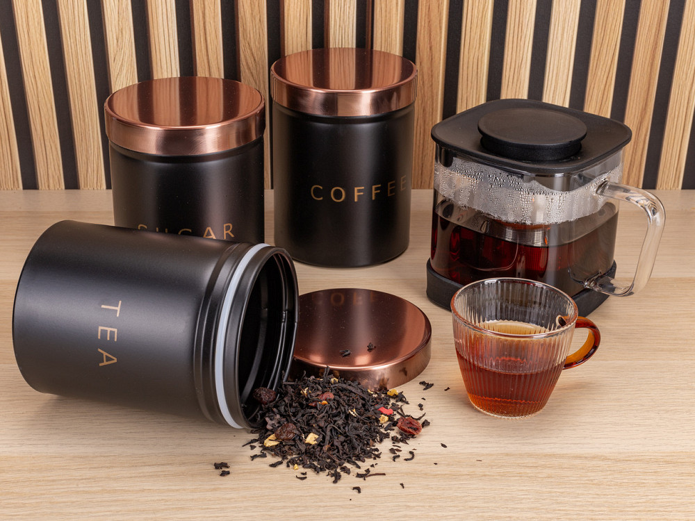 Набор ёмкостей Kamille для чая, кофе и сахара 3 шт. чёрные KM1128 Одесса - изображение 7