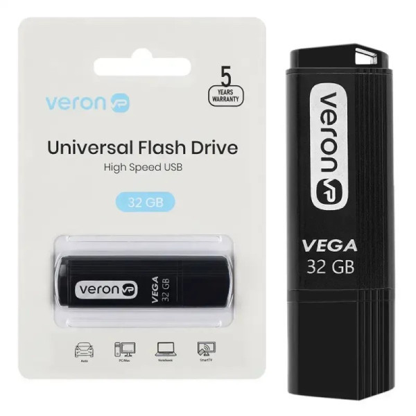 Флеш пам`ять Veron USB 32GB Vega Series 121 Black Харків - зображення 2
