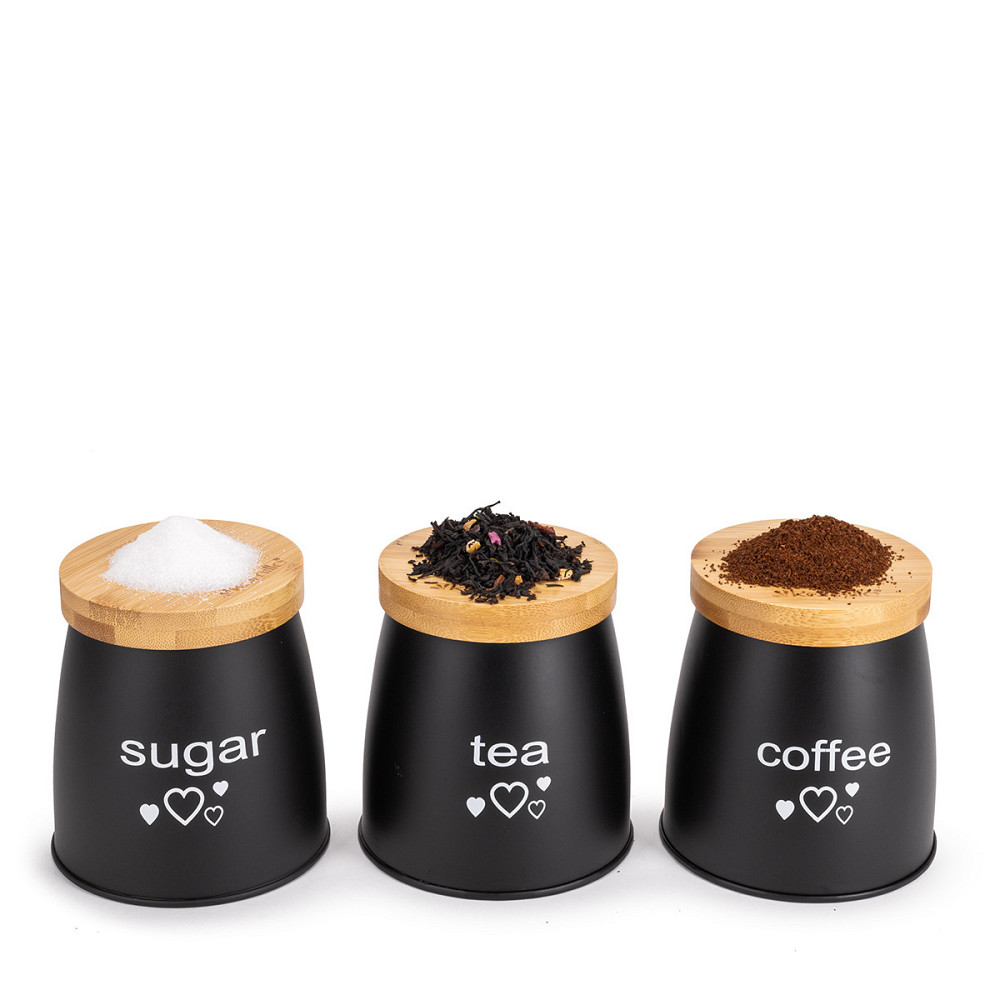 Набор ёмкостей Kamille для чая, кофе и сахара 3 шт. чёрные KM1129 Одеса - зображення 3