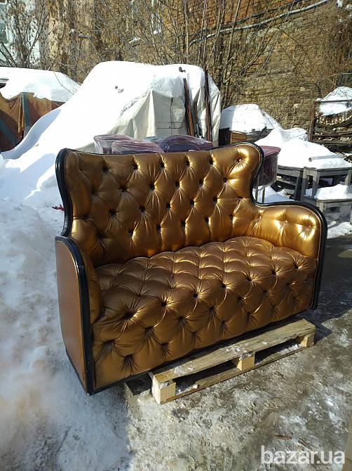 Золотой диван, кож.зам, бордо, велюр Киев - изображение 1
