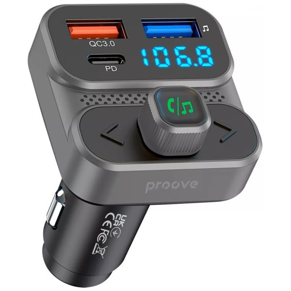 FM-трансмітер Proove FM Launcher Luxor SE 36W (PD+QC3.0) Type-C+USB Gray (FMLX20120003) (Код товару: Харків - зображення 1