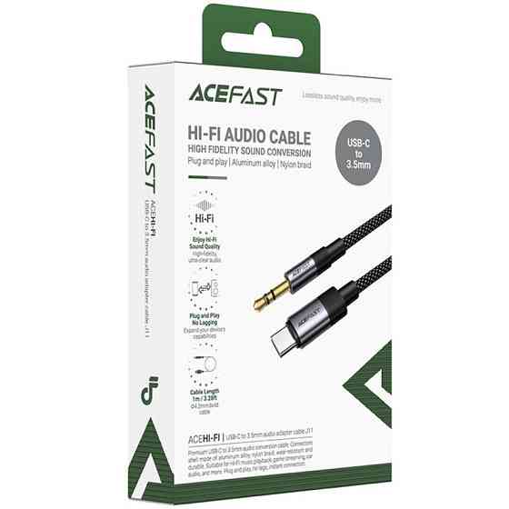 Аудио кабель Aux Acefast J11 (Type-C to AUX 3.5mm plug) (1m) Херсон