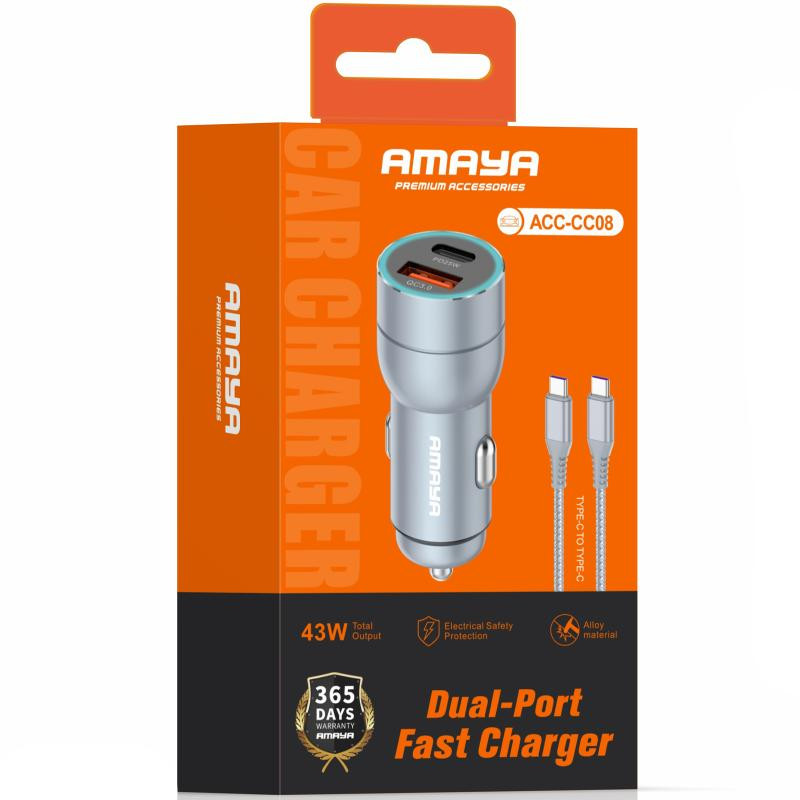 АЗУ Amaya ACC-CC08 PD20W+QC3.0 total 43W (1USB-A/1C) + кабель Type-C to Type-C Херсон - изображение 2