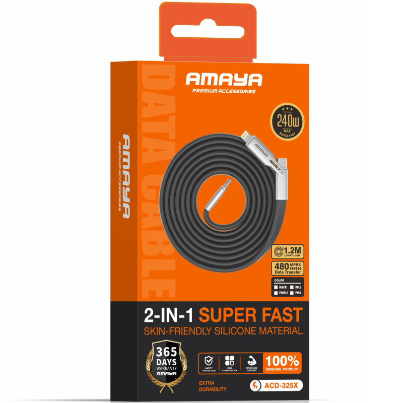 Дата кабель Amaya ACD-325X 2in1 Type-C to Lightning/Type-C 240W (1.2m) Херсон - изображение 2