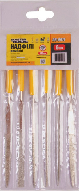 Надфили алмазные с пластиковой ручкой MASTERTOOL 140 мм набор 6 шт 06-0011 Харків - зображення 2