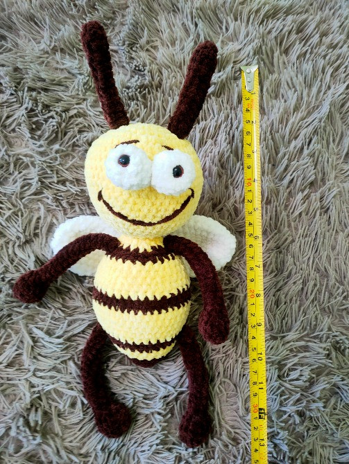 Іграшка жовта Бджілка комаха м'яка в'язана дитяча ручна робота Нововолинськ - зображення 2