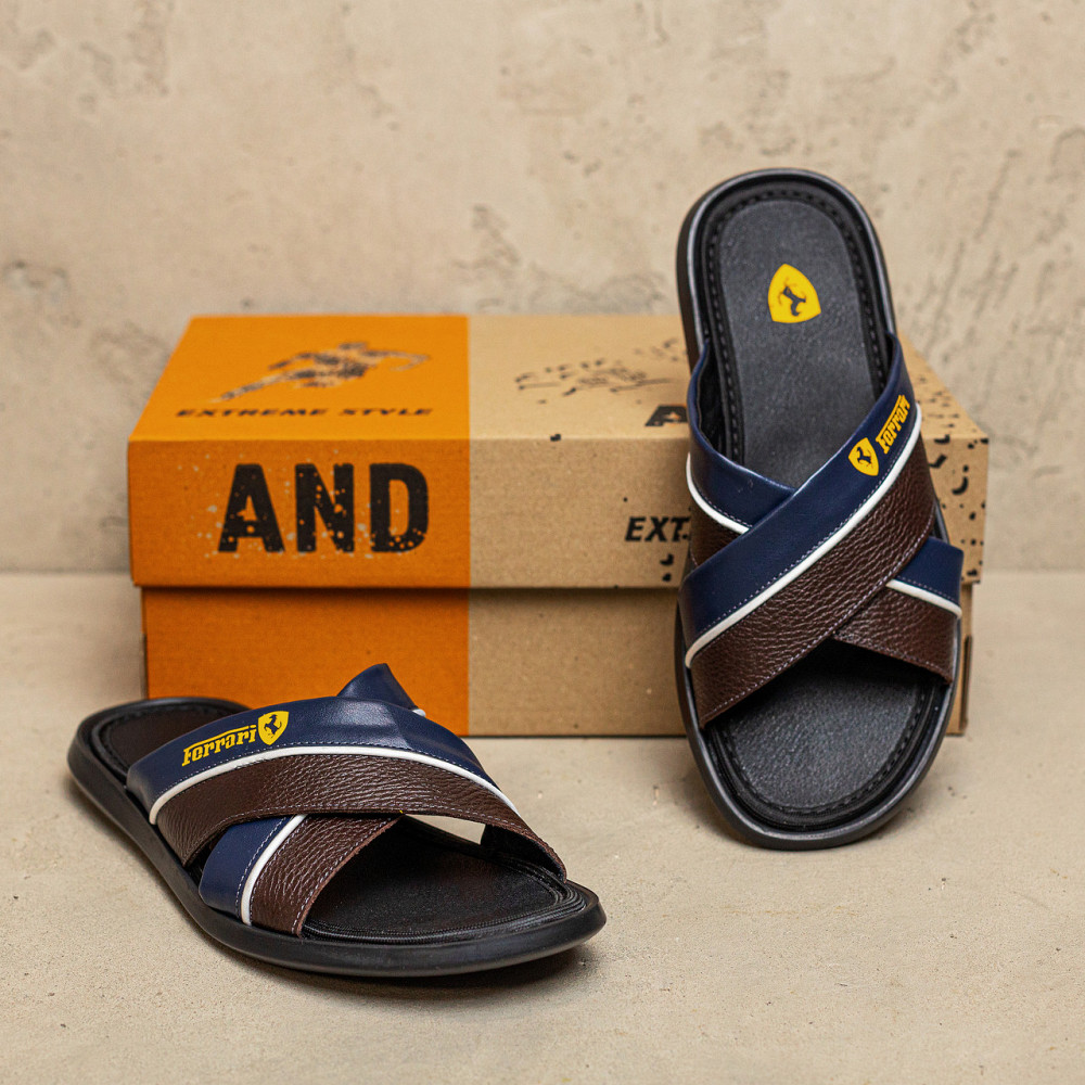 Мужские кожаные  летние шлепанцы-сланцы  Ferrari Киев - изображение 9