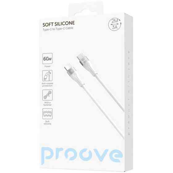 Кабель Proove Soft Silicone Type-C to Type-C 60W 2m White (CCSO60002222) Харьков