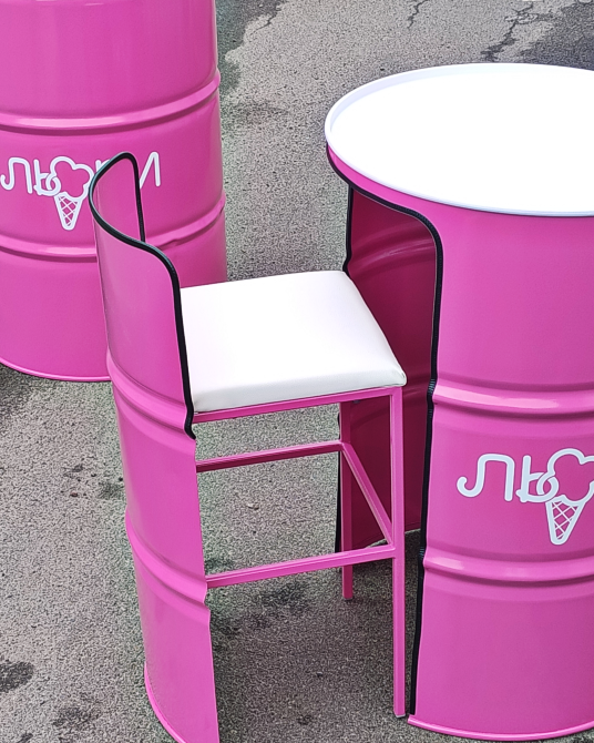 Промо-стол из металлической бочки + 2 барных стула | Брендированный барный стол Киев - изображение 10