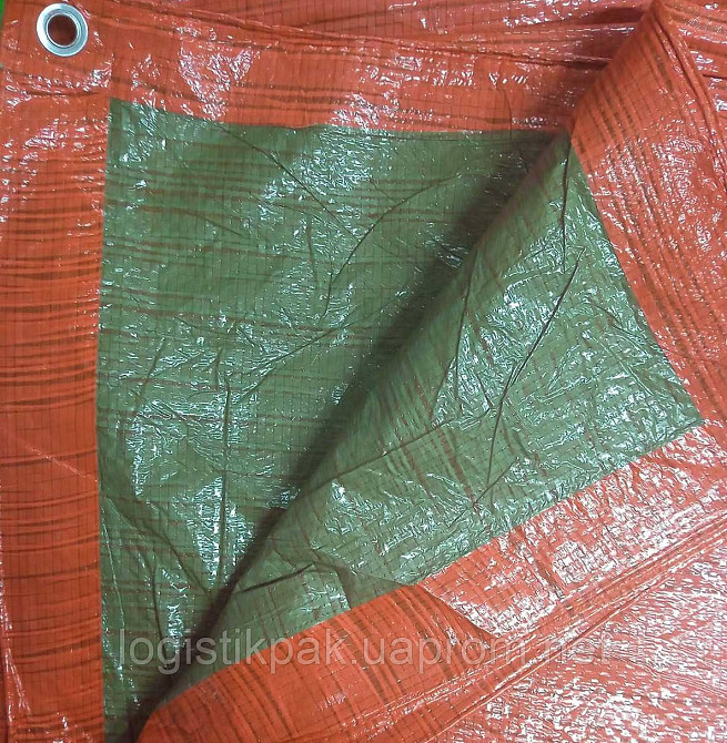 Тент  80г/м2  10м*15м двухцветный зелёно-оранжевый тент Харьков - изображение 8