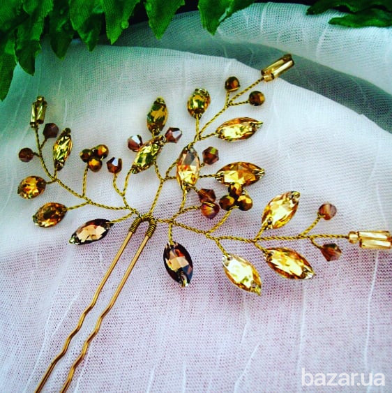 Золотое сияние шпилька заколка украшение для волос желтый золотистый Луцк - изображение 1