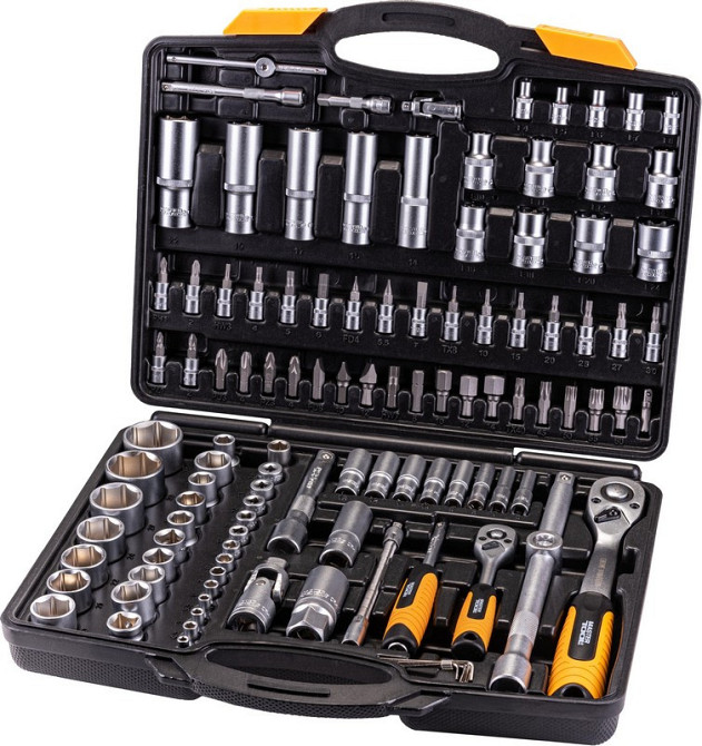 Набор инструментов MASTERTOOL PROFI ¼"&½" 111 шт 4-14 мм 10-32 мм CrV50BV30 противоударный кейс 78-5 Харків - зображення 1