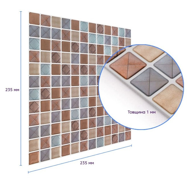 Самоклеюча поліуретанова плитка 235х235х1мм (D) SW-00001939 Дніпро - зображення 2
