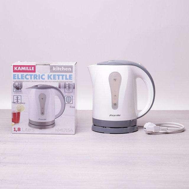 Электрочайник белый с серым на 1.8 л Kamille KM-1715A Киев - изображение 2