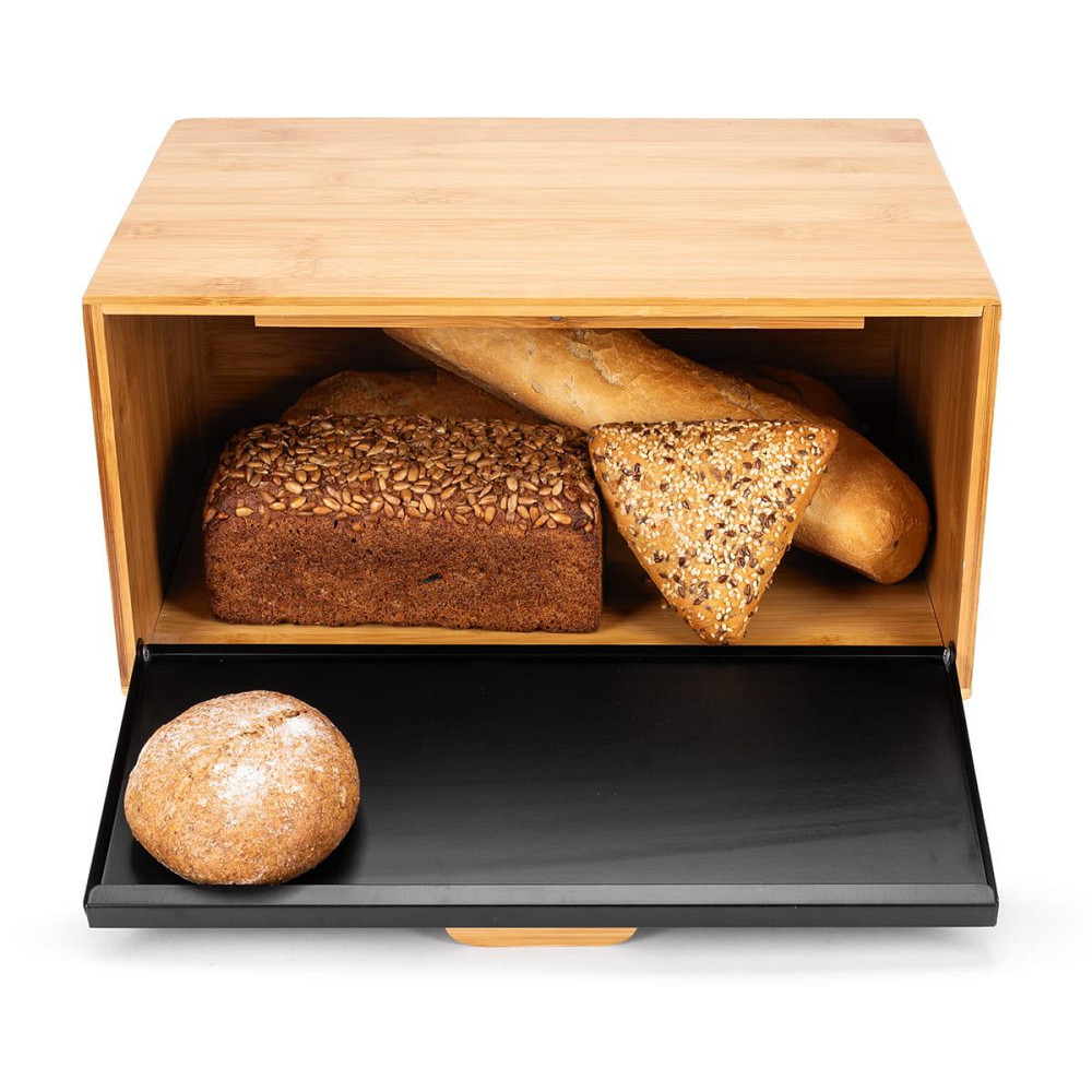 Хлебница Kamille из бамбука с откидной крышкой Чёрная (KM 1123) Одеса - зображення 4