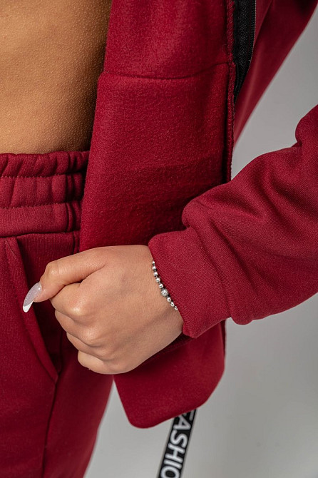 Спортивний костюм жіночий на флісі, бордовий | Новий | S-XL Одеса - зображення 5