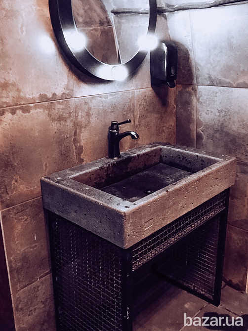 Умывальник из бетона, раковина и чаша в ванную, столешница бетонная, лофт Одеса - зображення 2