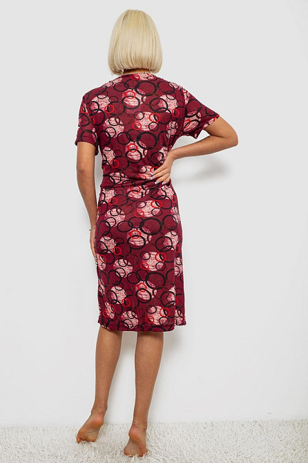 Халат жіночий на блискавці з принтом, бордовий | Новий | XL-4XL Одеса - зображення 4