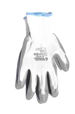 Перчатки трикотажные бесшовные MASTERTOOL нитриловое покрытие ладони 10" бело-серые 83-0400 Харьков