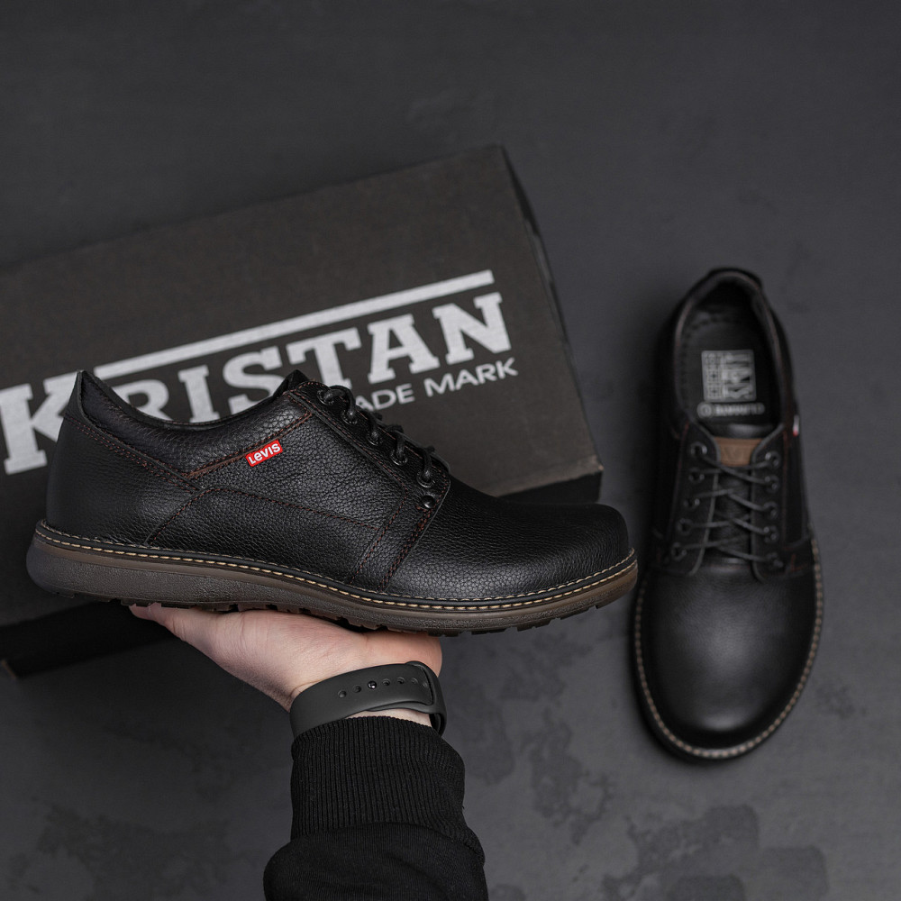 Мужские кожаные туфлі LV Black Київ - зображення 6