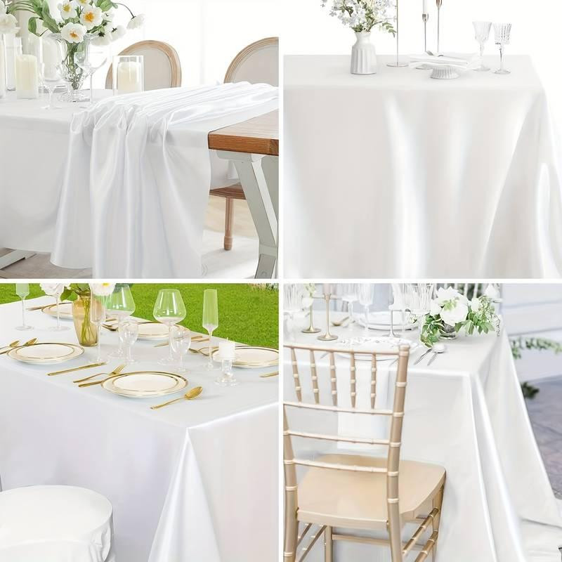 Скатерть  атласная праздничная Leeseph 145х260см белая Одесса - изображение 2